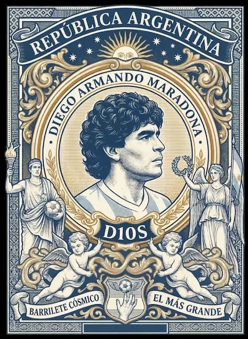 Lámina conmemorativa de Maradona
